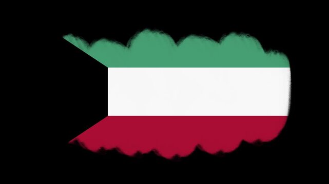 Kuwait flag created with brush strokes