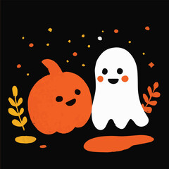 Vector illustration of halloween Day with pumpkin ghost