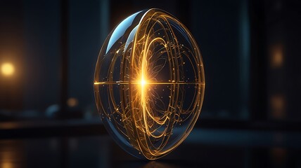 Energetic Orb with Glowing Light Effects in Dark Space