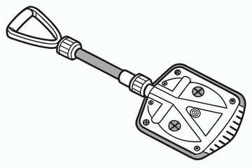 Isometric View of Folding Shovel, a Versatile Tool for Outdoor Adventures and Emergency Preparedness, Durable Design