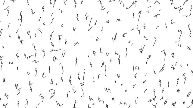 Abstract grunge background. Looping animation of abstract black ink strokes on white background. Minimalist hand-drawn scribble motion.