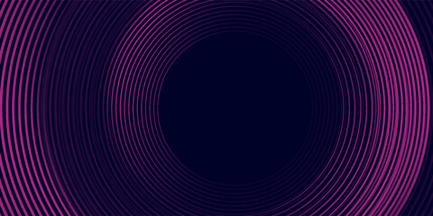 Dark abstract background with glowing circles. Swirl circular lines element. Shiny lines. Futuristic technology concept.
