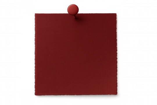 Red note paper pinned on a transparent background, creating a simple yet effective space for messages or reminders