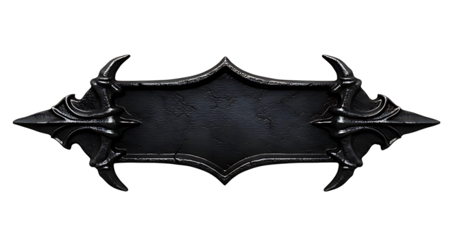 Antique vampire-style nameplate with gothic iron texture and claw-shaped corners
