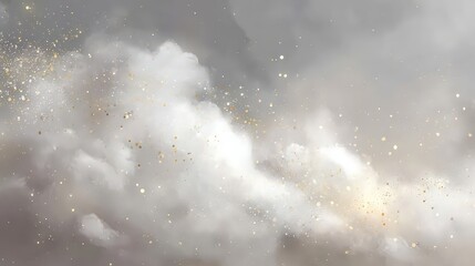 Obraz premium Abstract Glittering Cloudscape with Golden Particles