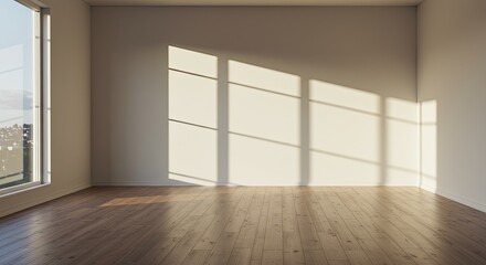 Sunlit Solitude: Geometric Window Shadows on the Wall of a Vacant Room