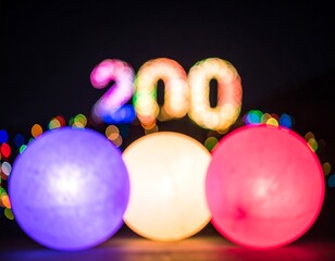 Colorful bokeh with illuminated numbers
