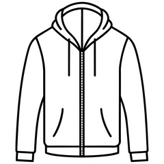 Minimal Zipper Hoodie Line Art Vector 