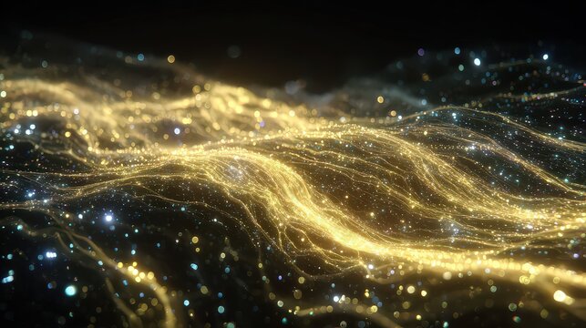 Abstract Golden Light Waves Background