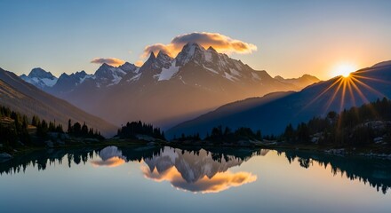 sunset in the mountains
