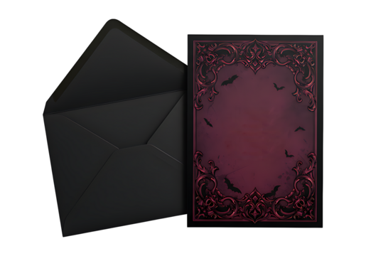 Realistic transparent Halloween party invitation card with envelope – front view