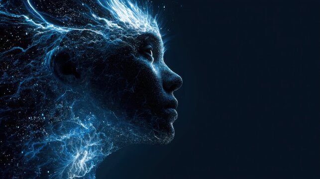 ethereal blue face energy art