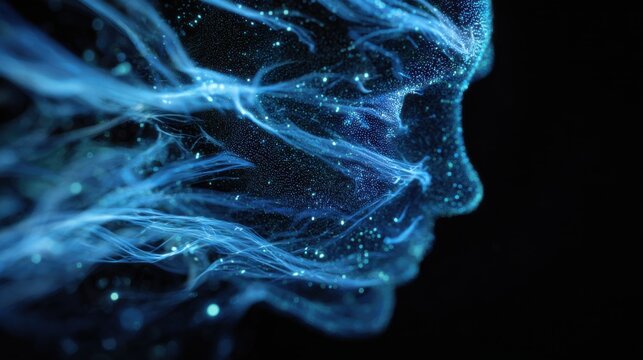 ethereal blue digital face form