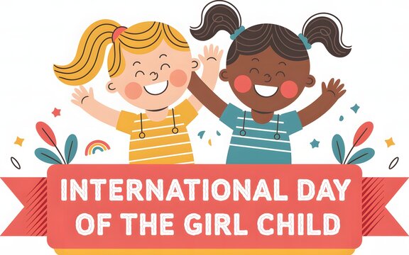 International day of the girl child celebration with diverse happy children