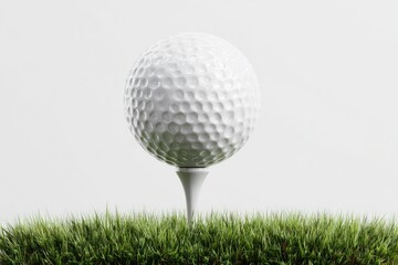 White golf ball on tee in green grass