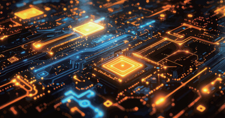 Obraz premium technology background with circuit board and digital connections