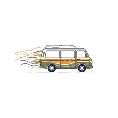 Adventure awaits. This minimalist illustration of a classic camper in motion perfectly symbolizes the journey, exploration, and endless possibilities of a road trip.
