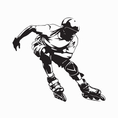 Active Young Male Skating Rollerblades Performing Advanced Moves Vector