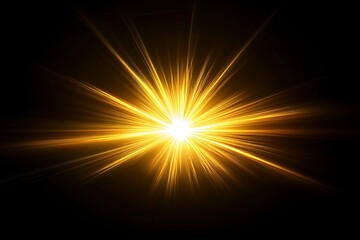 Obraz premium Stunning Golden Sunburst Radiance on a Deep Black Canvas, Abstract Light Rays Explosion Background