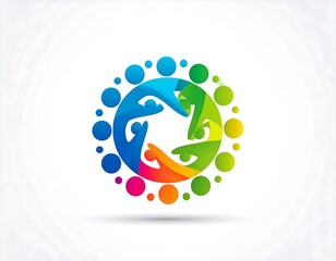 Colorful circular design with overlapping hands