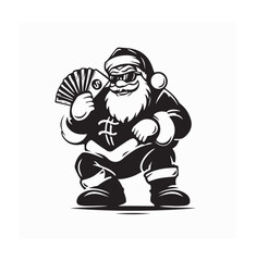 Minimalist Santa Claus with Cash in Hand Vector Design