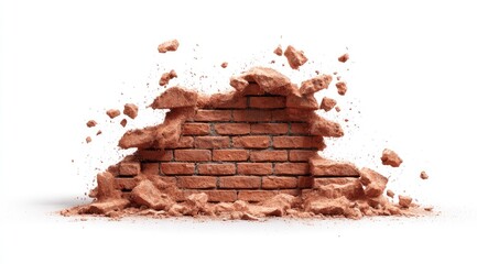 A brick wall is shattering