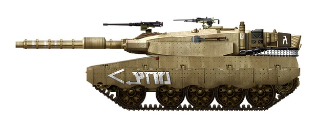 MBT variant with a T-54 hull and a Merkava Mk3 turret with a 120mm gun © Tikros
