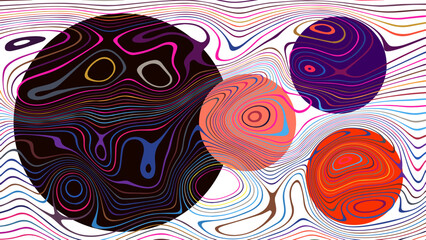 ABSTRACT ILLUSTRATION MARBLED TEXTURE LIQUIFY PSYCHEDELIC COLORFUL DESIGN. OPTICAL ILLUSION BACKGROUND VECTOR DESIGN