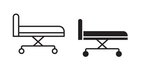 Hospital bed Icon Vector Illustration stroke and fill.Intensive care bed pixel perfect linear icon. Resuscitation equipment. Life support. Hospital. Thin line illustration