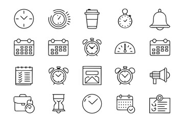 Collection of time management and scheduling icons
