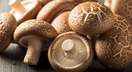 mushrooms on a wooden table