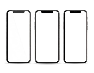 Three blank smartphones