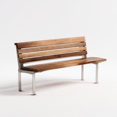 Modern park bench with wooden slats