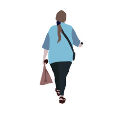 Fototapeta premium A man walks down the street in spring clothes. 2D image for use as an entourage. Vector flat city infographics. 