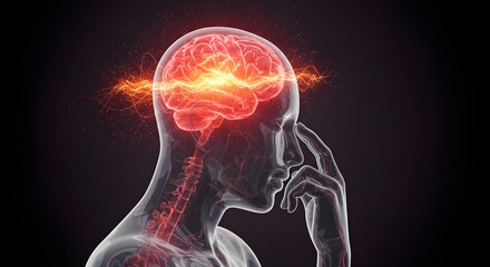 Human brain pain migraine and headache medical illustration