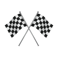 Fototapeta premium Two checkered flags crossed represent the end of a race and the achievement of a goal in motorsports isolated on transparent background