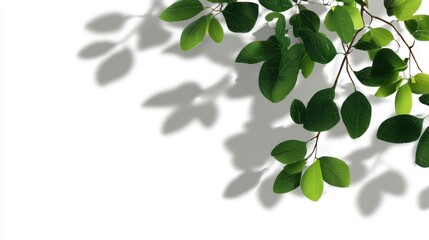 Obraz premium Transparent shadow of tree branch. Nature leaf shadow effects isolated on white background. Dark leaves shadow for decoration. Summer spring design elements
