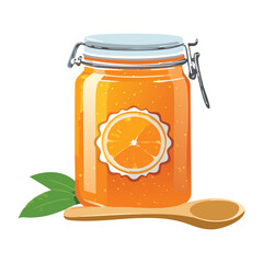 Delicious Orange Marmalade in a Glass Jar - Vector Illustration