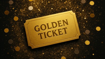 Golden Ticket with Glitter and Confetti