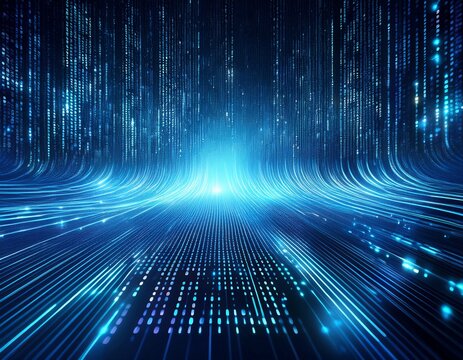 a blue digital binary matrix background featuring flowing data for a tech inspired look