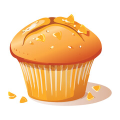 Sweet Orange Cupcake with Honey and Crumbles - Vector Illustration