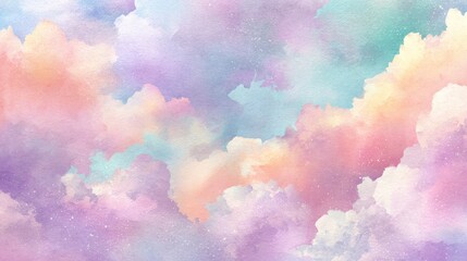 Dreamy pastel watercolor clouds in pink purple blue for wellness social media, wedding invitations, and blog headers

