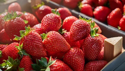 freshly picked sun kissed strawberries in abundance a close up view of juicy vibrant red berries perfect for healthy eating and summer treats