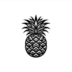 Obraz premium Stylized black and white pineapple illustration