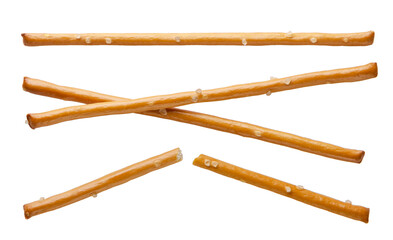 Set of salt cracker sticks and halves close-up on a white. Isolated