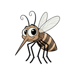 mosquito cartoon character on white background 
