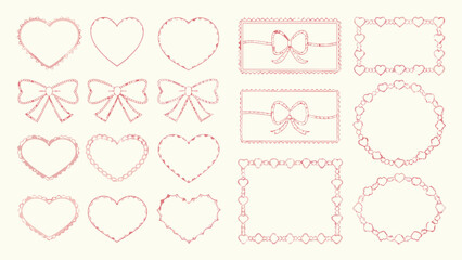 vector set of pink hearts