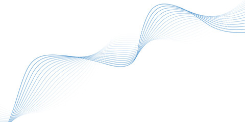 Futuristic Blue Sound Wave Line Background with Elegant Curves and Blend Swirls

