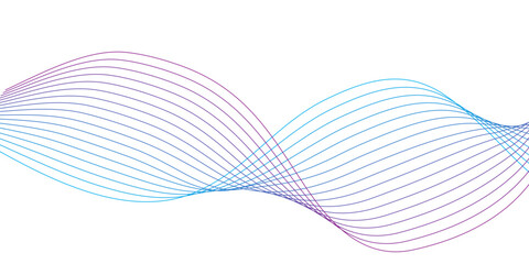 Futuristic Colorful Blue and Purple Wave Lines with Blend Effect on Transparent Background for Technology and Digital Design