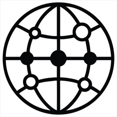 Abstract geometric globe network with interconnected nodes representing global connection and digital communication in a modern conceptual design